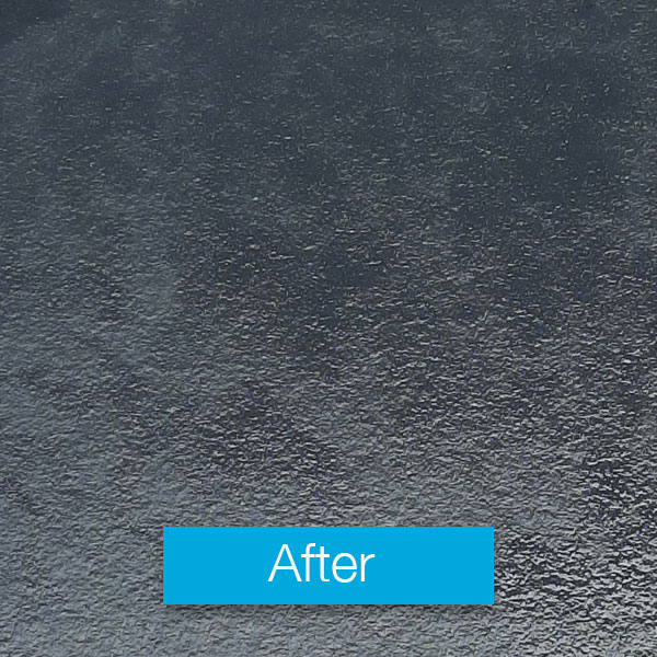 Black limestone after being restored to black.