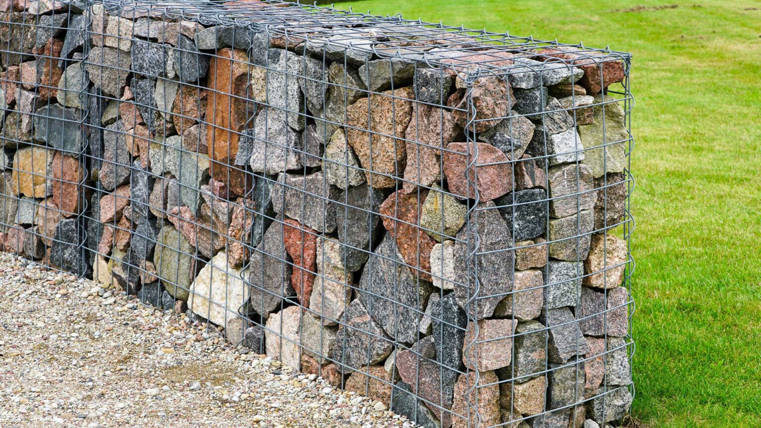 Granite is commonly used in gabion walls because of its durability, density, and resistance to weathering.