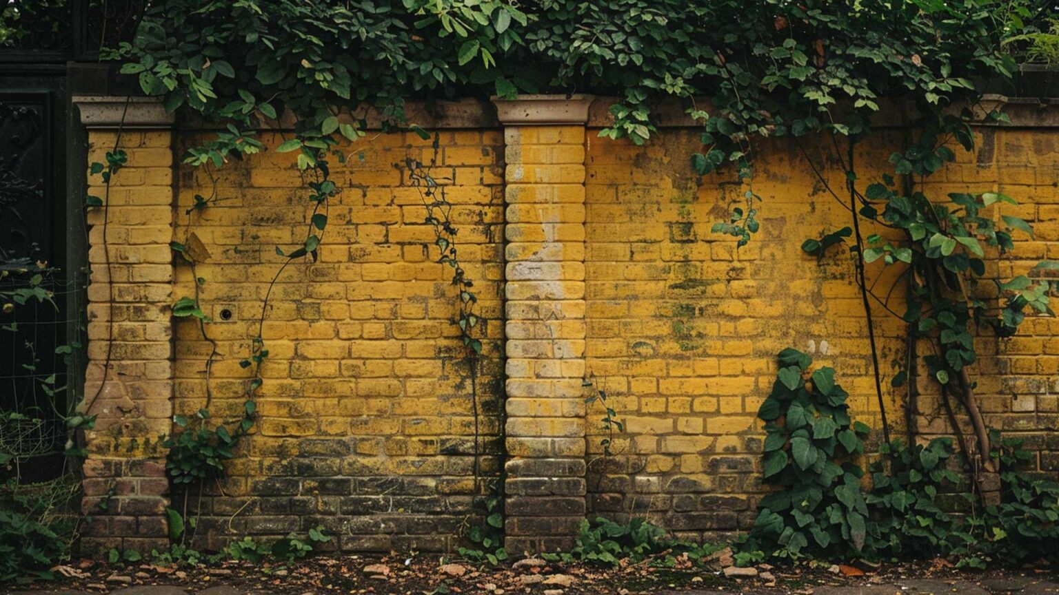 These yellow brick retaining wall pier have caps that sit flush with the coping stone and encorporate the same edge profile.