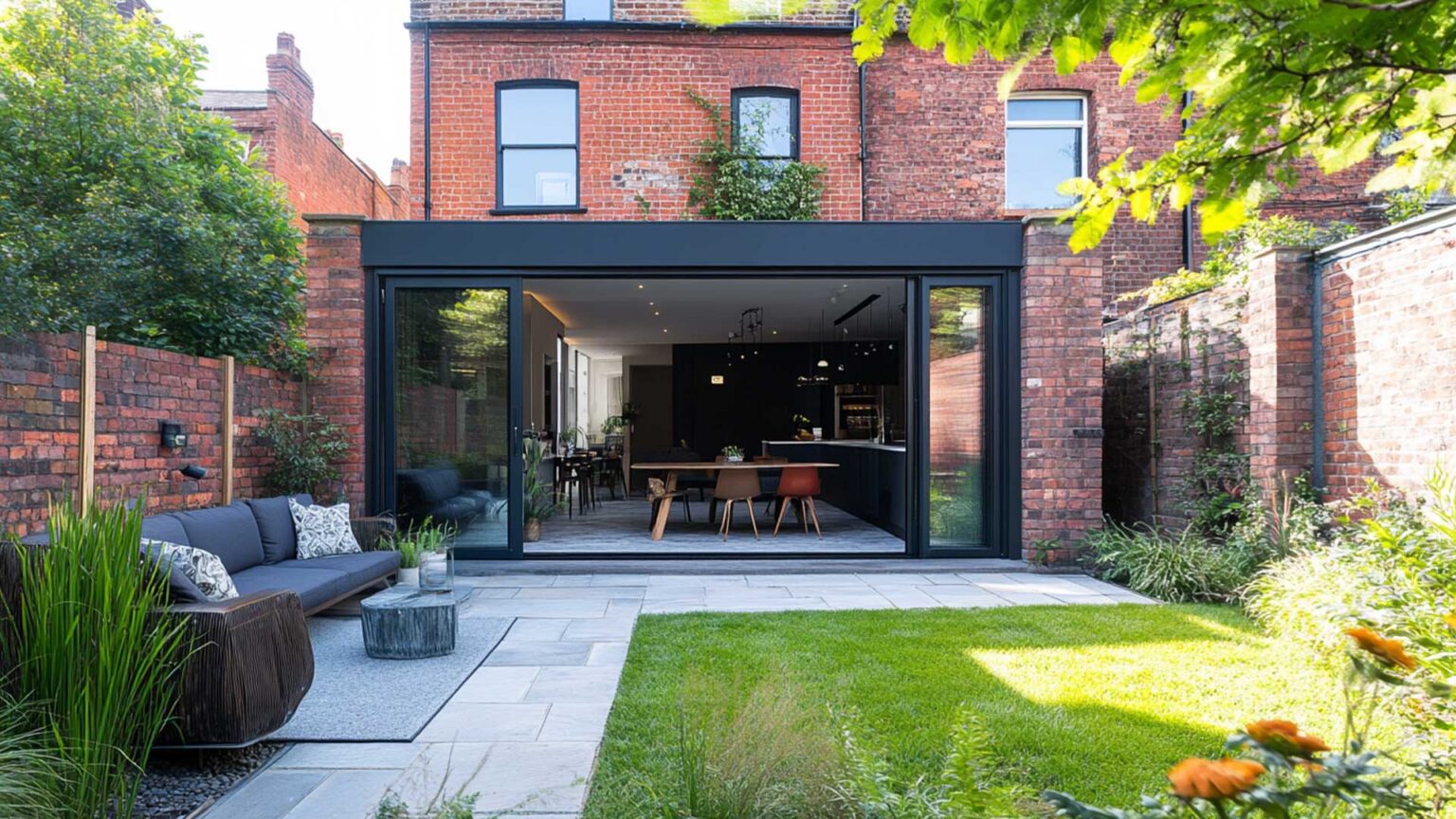 An indoor-outdoor living style extension can make small Victorian terrace houses and their gardens feel much more spacious, and add huge value to the property. Here, a modest-sized terrace feels much more luxurious and desirable than the size of the house would suggest by opening up the kitchen-patio space.